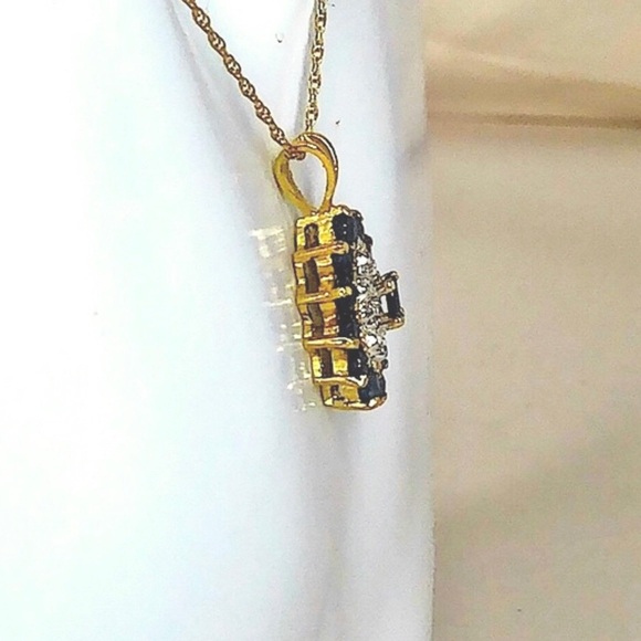 Sapphire and Diamond Vermeil Pendant & 14kt Yellow Gold Spring Clasp Necklace - Picture 4 of 16